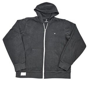 Five Four Zip Hoodie L Black Solid Minimalist Streetwear Made USA Modern Basics